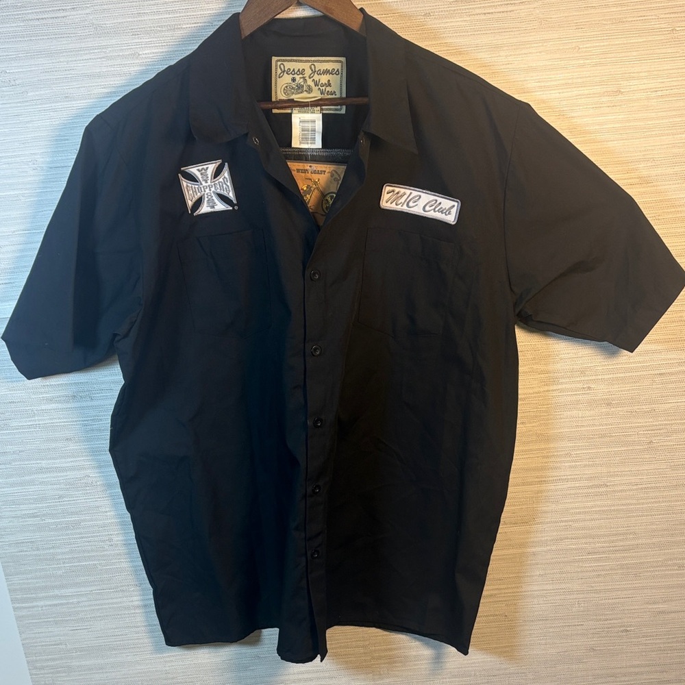 Jesse James Men's Black West Coast Choppers Button Down Shirt